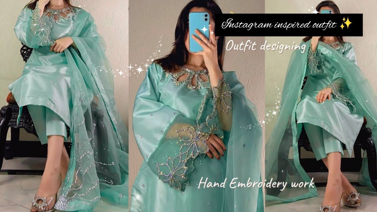 Most trending Hand embroidery work neck and sleeve designing/ 🌙 special dress designing