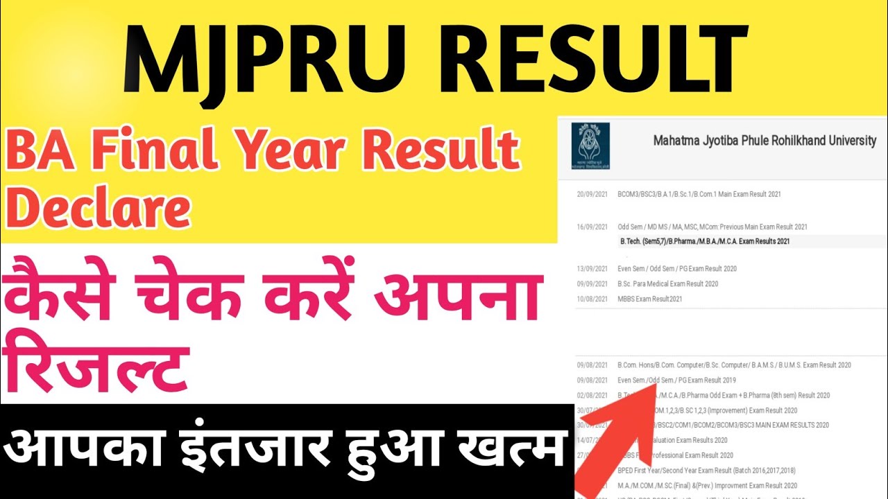 UP UNIVERSITY FINAL YEAR RESULT 2021 | MJPRU FINAL YEAR RESULT OUT 2021 | MJPRU RESULT | RESULT OUT