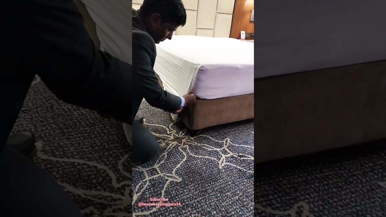 Easy way to create hospital corners. #viral #foldinghacks #laundryhacks #shortsfeed