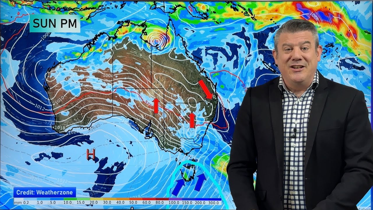 Oz: Sunday's cool down, next week's messy showery forecast