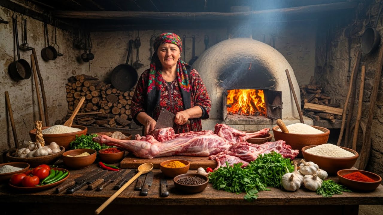 Whole Goat Stuffed with Rice in a Wood-Fired Oven! The Meat is So Tender!