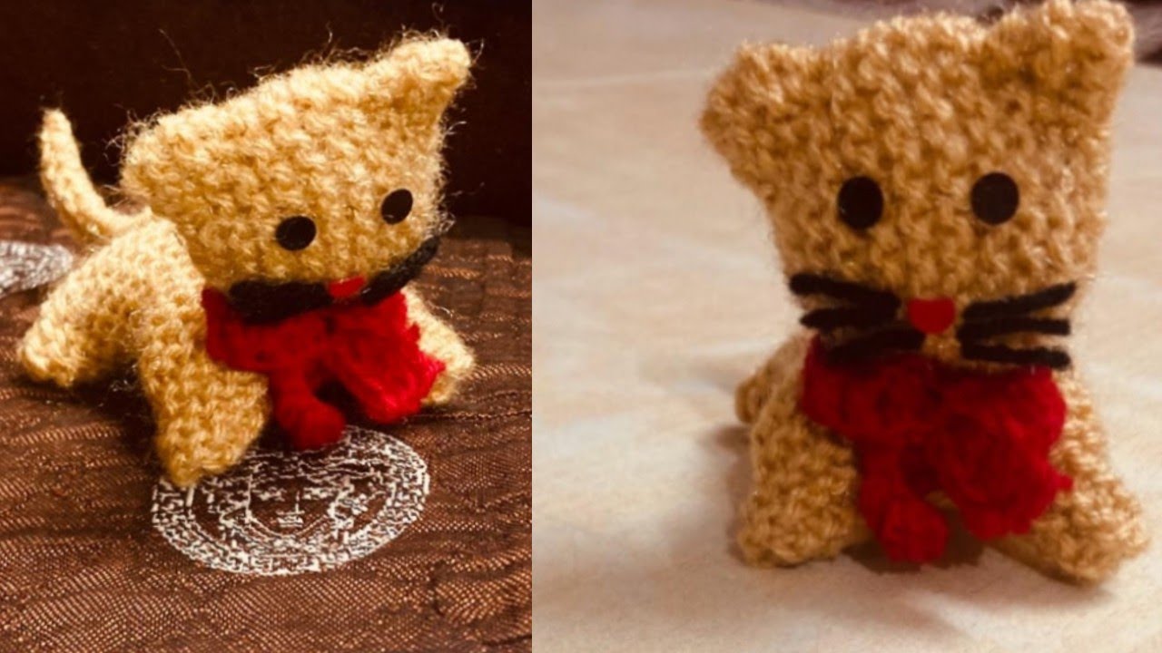 knitting cat बची हुई ऊन से सिलाईयों से आधे घंटे में बनाये बिल्ली बनाने का तरीका सबसे अलग