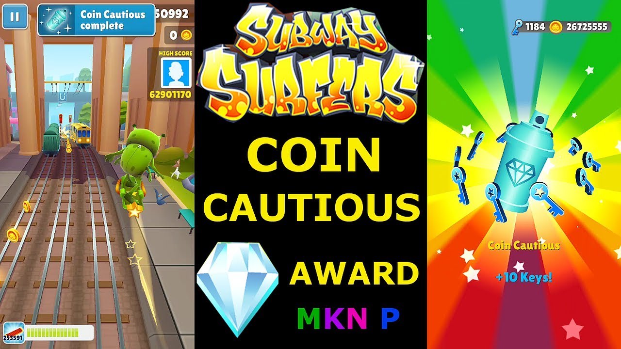 Subway Surfers: Coin Cautious Diamond Award! and Collecting 10+ Other Awards! ( D1 )