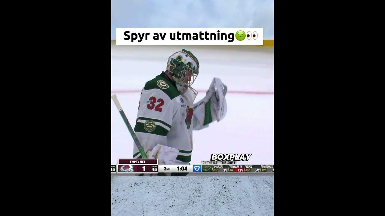 Filip Gustavsson spyr efter att ha stoppat 45 skott mot Colorado😳🤢  #ishockey #nhlhockeyislife