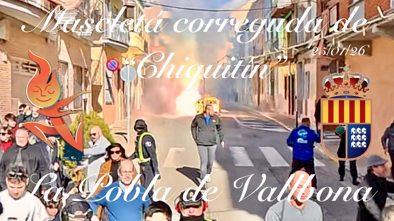 Mascletá correguda de “Chiquitín” a La Pobla de Vallbona per la festa de Sant Sebastiá 25/01/2026. 