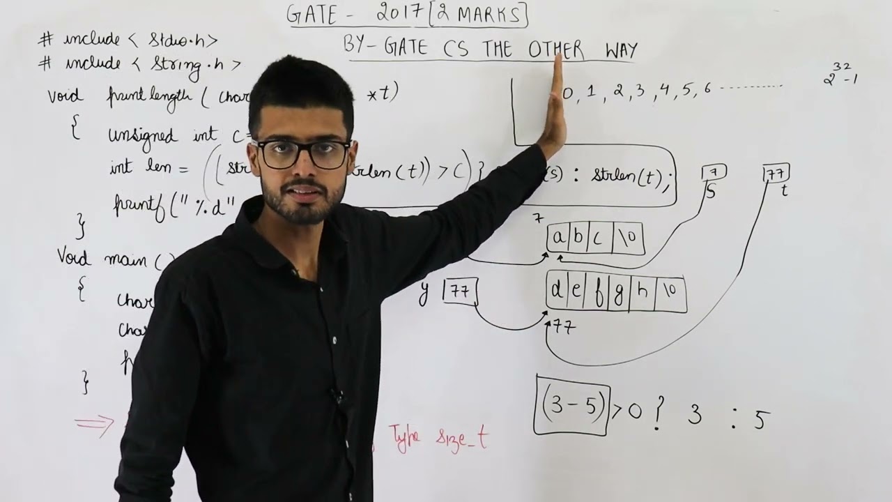 Gate 2017 pyq C Programming | Consider the following C program. void printlength (char *s, char *t)