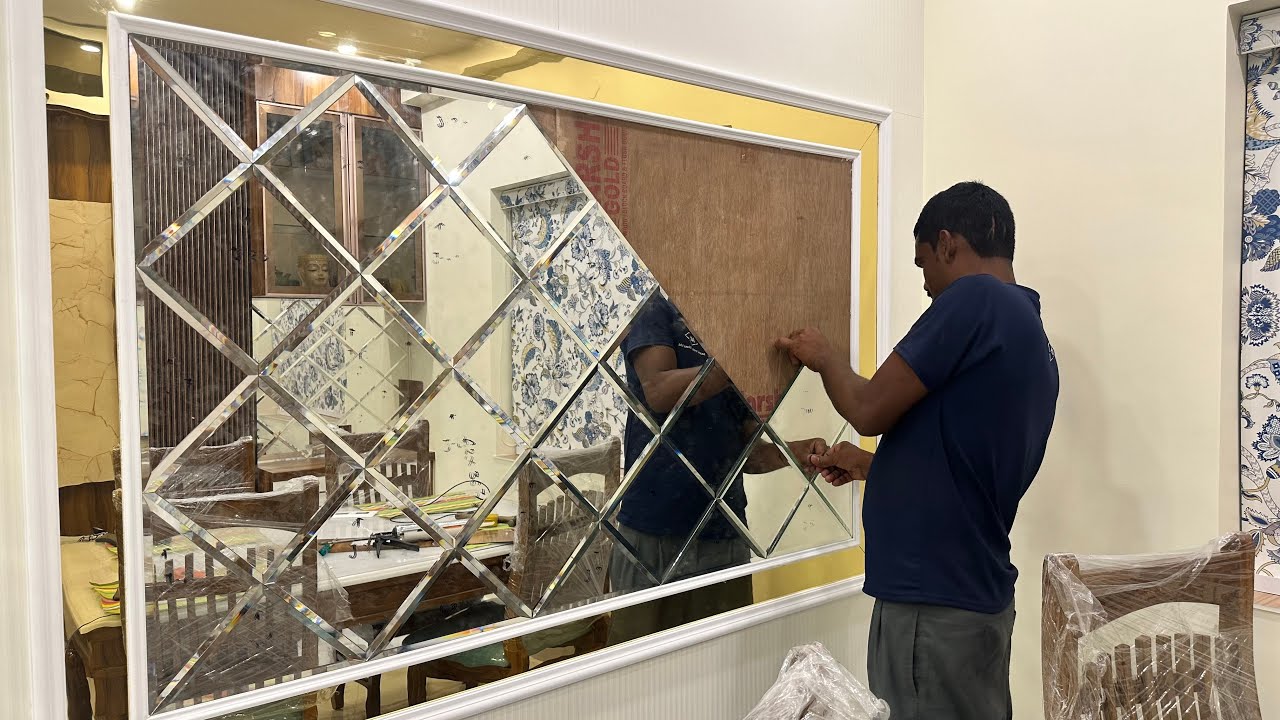 Bevelling Mirror कैसे लगाते है ? | How to Install Bevelling Mirror in plywood ? Bevelled Mirror