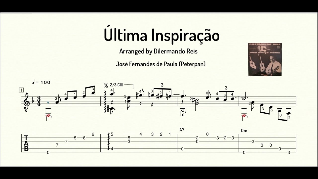 ÚLTIMA INSPIRAÇÃO - Arreglo: Dilermando Reis - Partitura y Tablatura