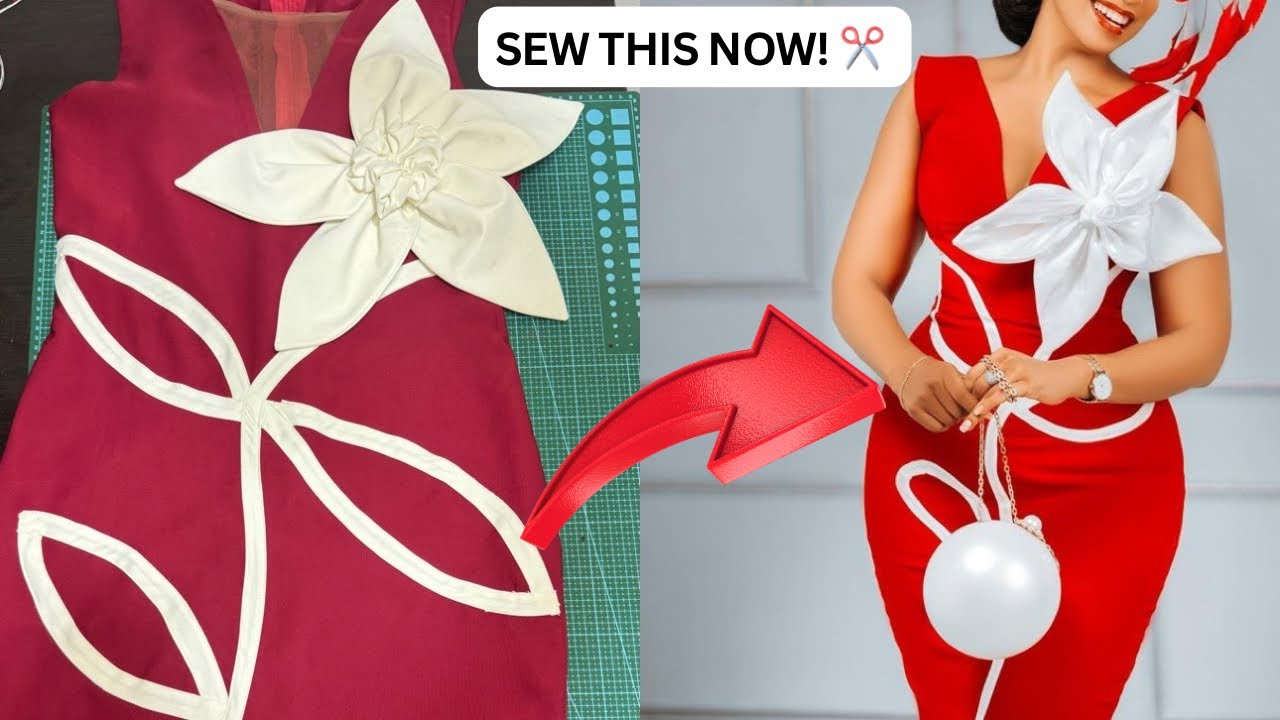 🌸 Easy Leaf Dress Sewing Tutorial | DIY Petal Brooch Step-by-Step.