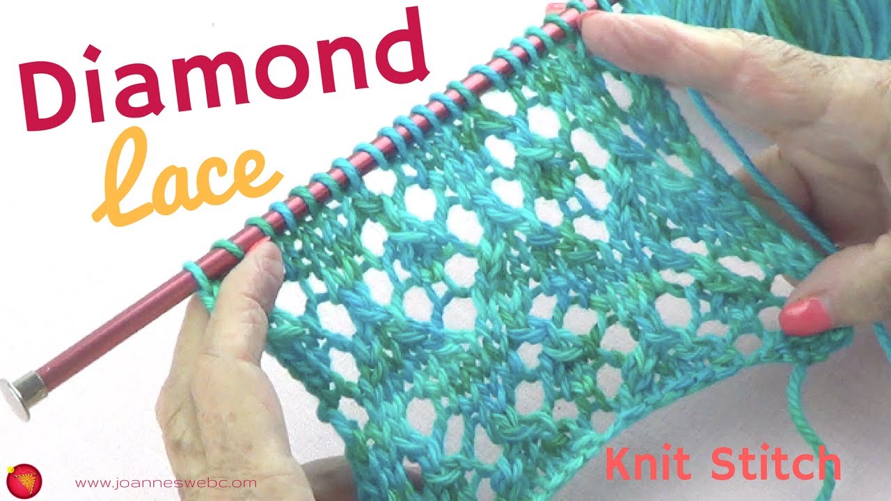Diamond Lace Knit Stitch - Diamond Knitting Pattern - Rhombus Knitted Instructions