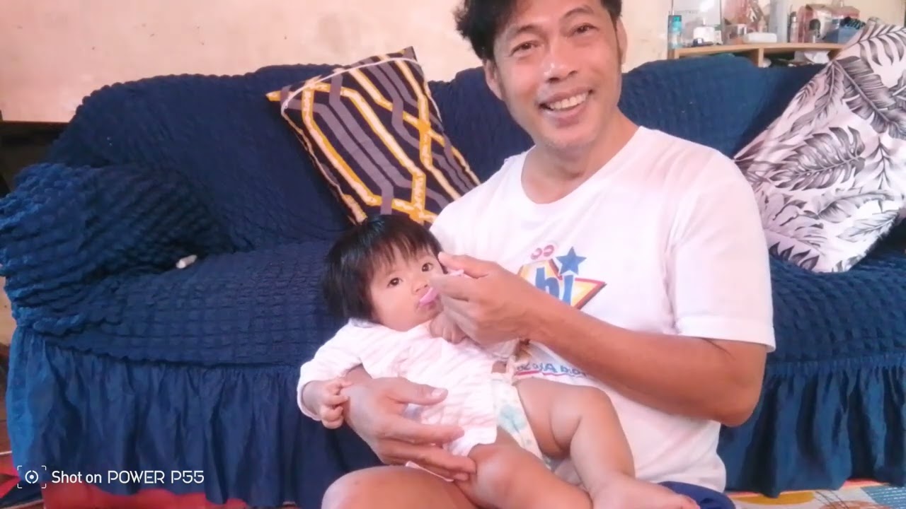 Cute baby Arabella semi solid food. 