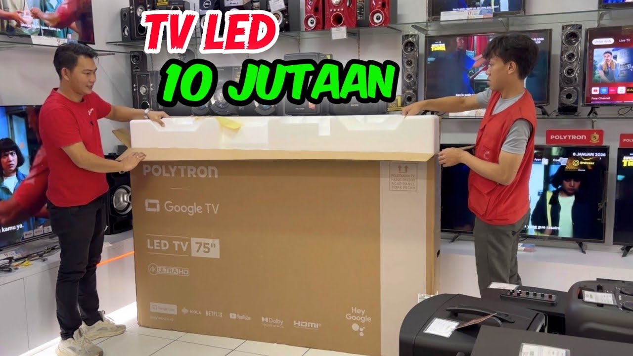 Unboxing TV 75 INCH 10JUTA, Review TV Polytron PLD 75UG5059 4K UHD Terbaru