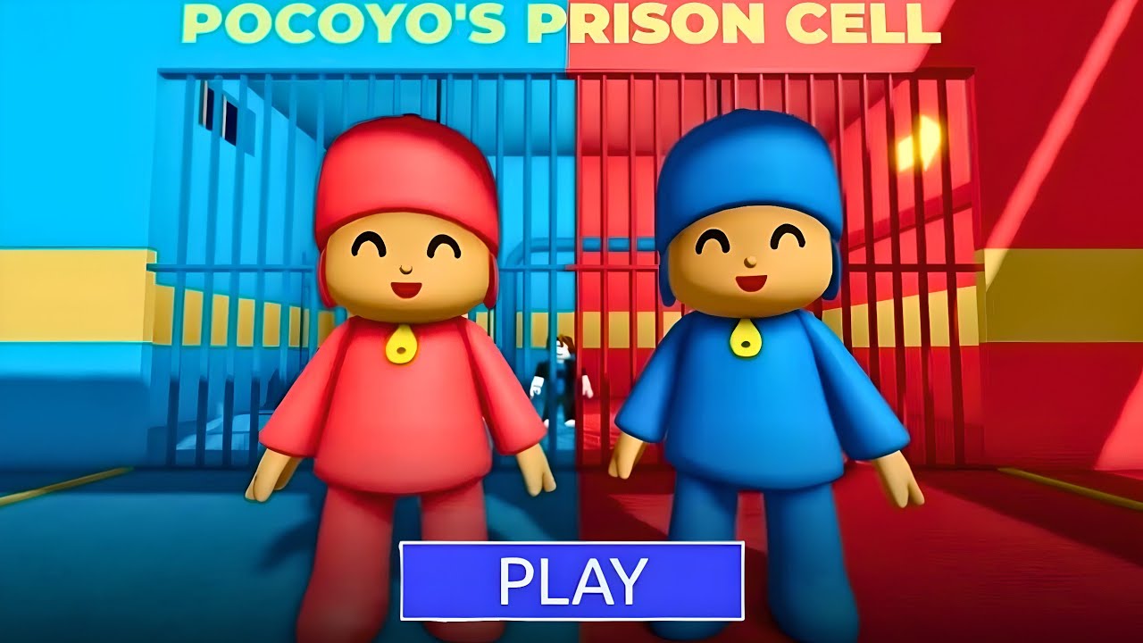 BLUE POCOYO VS RED POCOYO BARRY'S PRISON RUN! OBBY ROBLOX 
