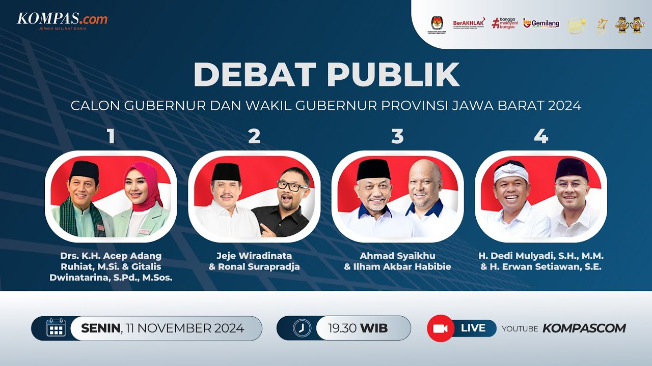 LIVE - Debat Pertama Calon Gubernur dan Wakil Gubernur Jawa Barat 2024