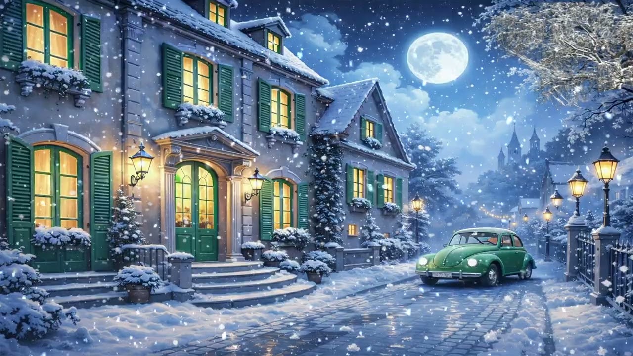A peaceful winter night with music relaxing