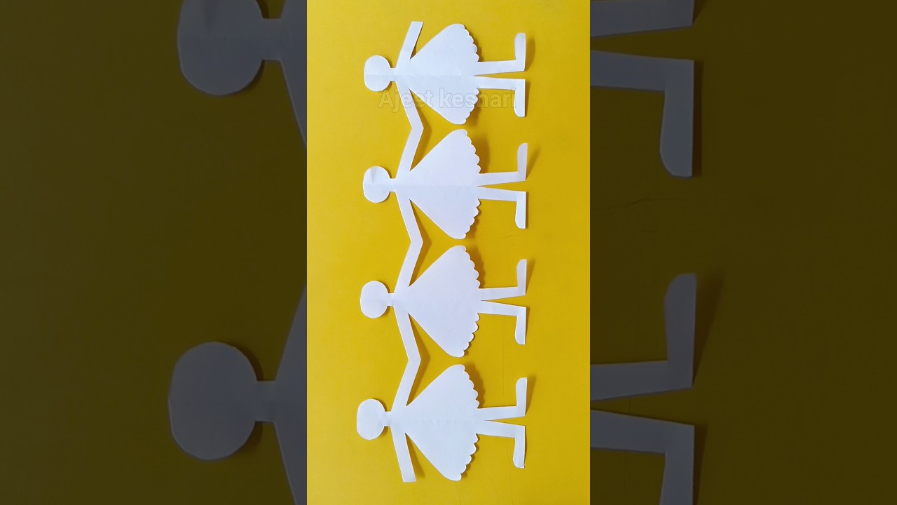 PAPER DOLL CHAIN | ORIGAMI DOLL CHAIN | PAPER CRAFT IDEAS #paper #craft #doll #chain #shorts #video
