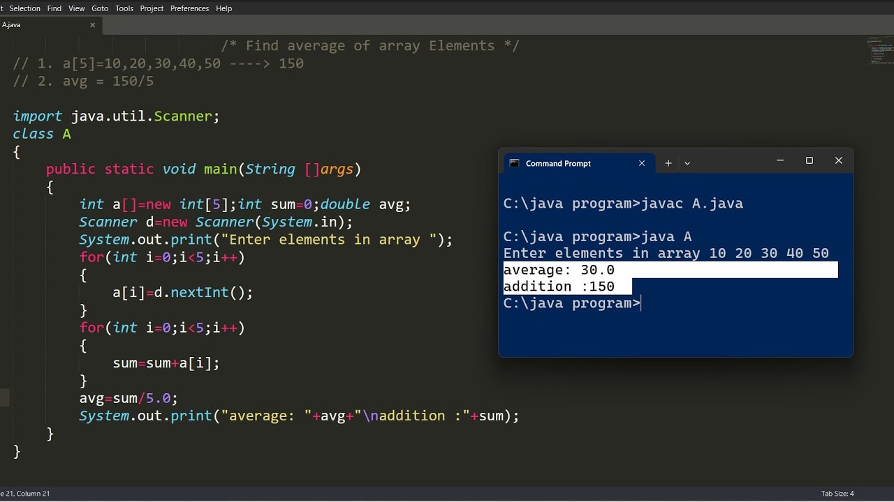 program to find average array elements | java language