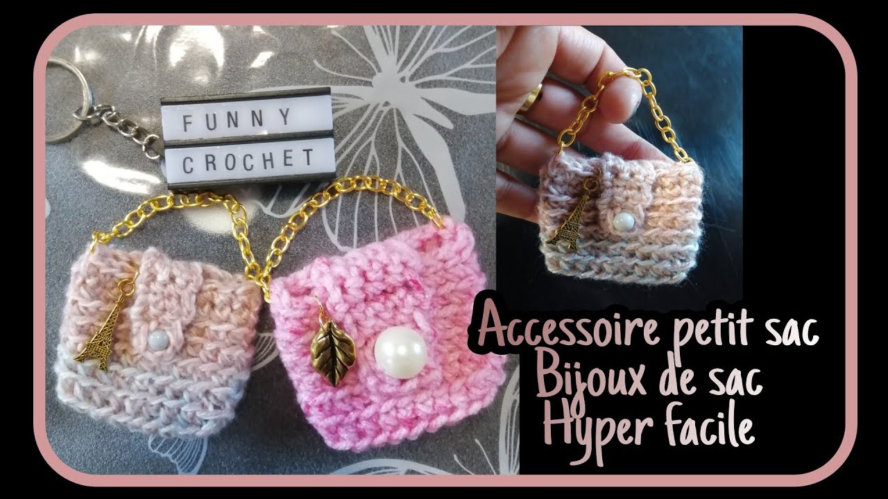 CROCHET Accessoire petit sac, bijoux de sac, étui écouteurs.