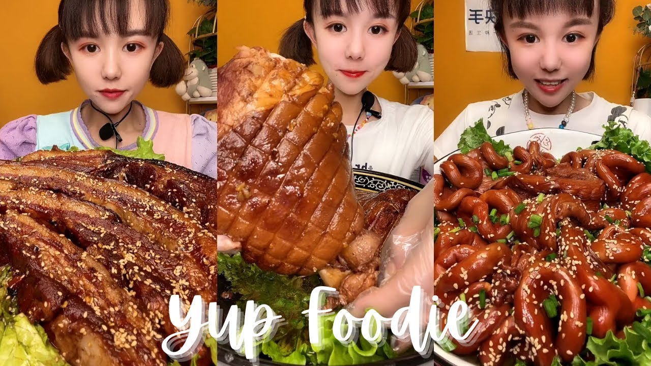 ASMR Chinese Food Mukbang | Braised Pork Big Elbow, Pork Ribs, Braised Intestines | Yup Foodie #79
