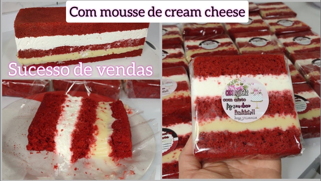 RECEITA PARA LUCRAR NO FIM DE ANO/SLICE DE RED VELVET-COM BRIGADEIRO DE NINHO-MOUSSE DE CREAM CHEESE