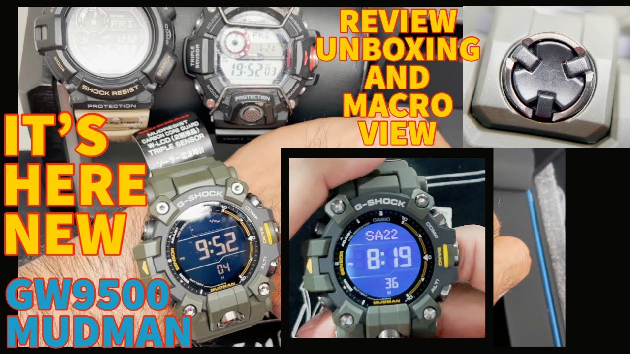 Hands on with NEW G-Shock MUDMAN GW9500 - Unboxing, Review, & Macro Details of the Watch - GW-9500-3