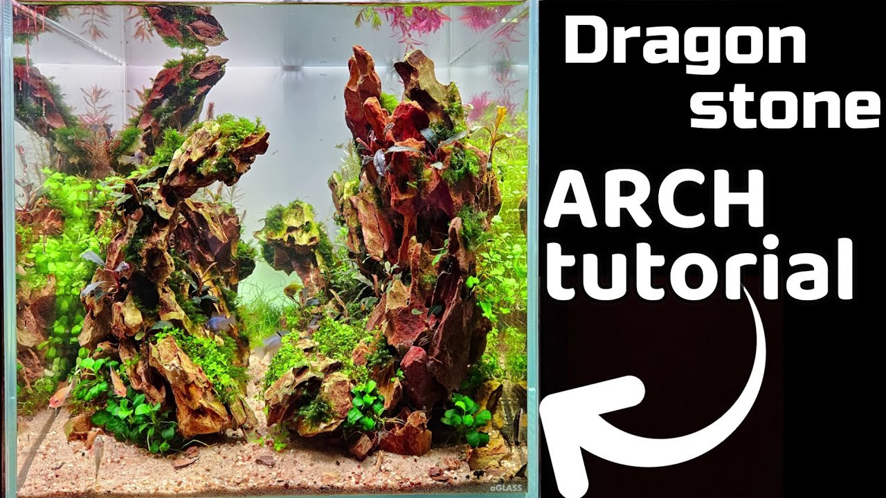 GREAT dragon stone cube. ARCH tutorial, EASY method (HOW to make nice arcade hardscape / aquascape)