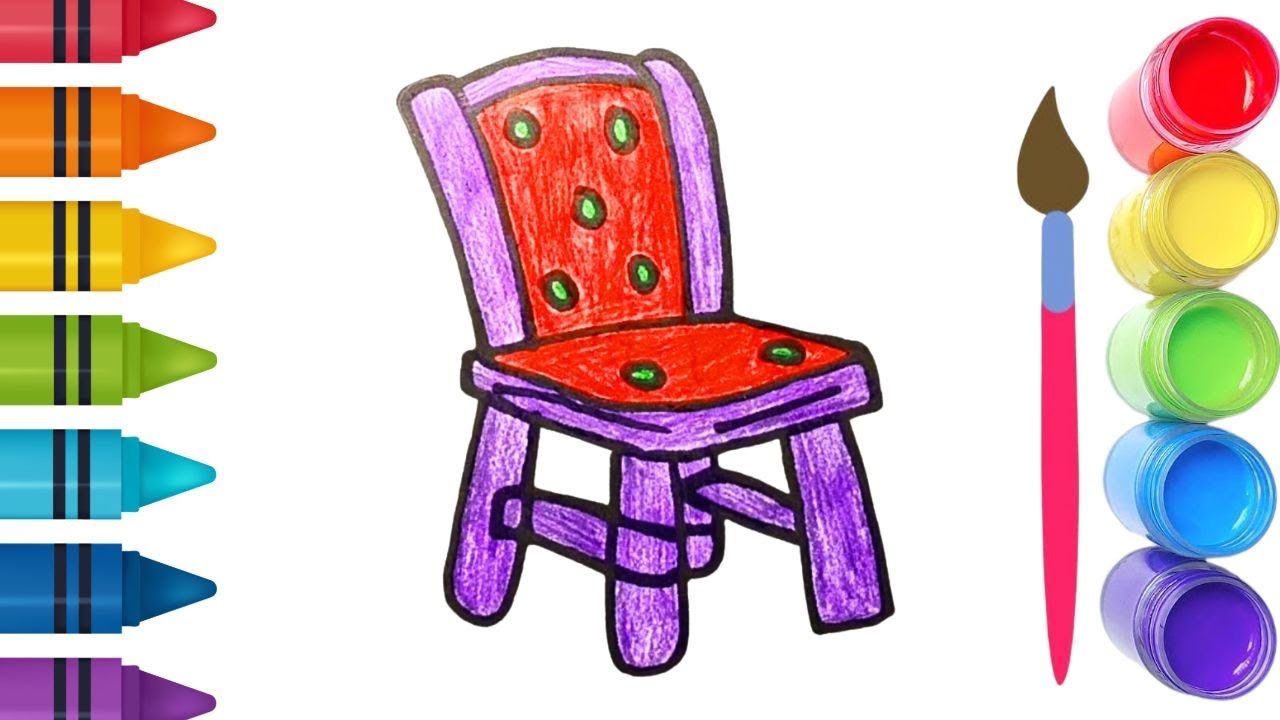How To Draw cute Chair Drawing, Painting & Coloring For Kids and Toddlers_ Child Art 🐋🌈🎨