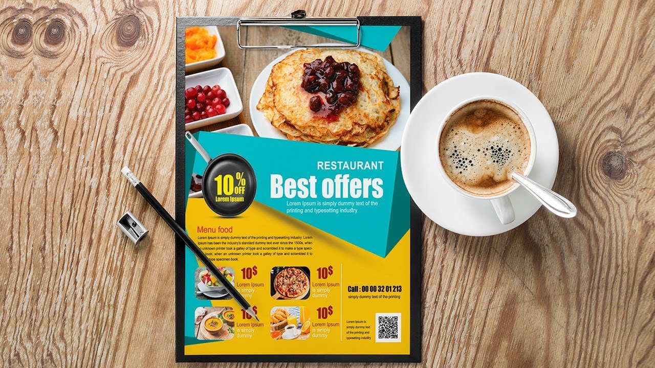 Design Amazing Food Flyer in Photoshop (Yelow & Cyan)