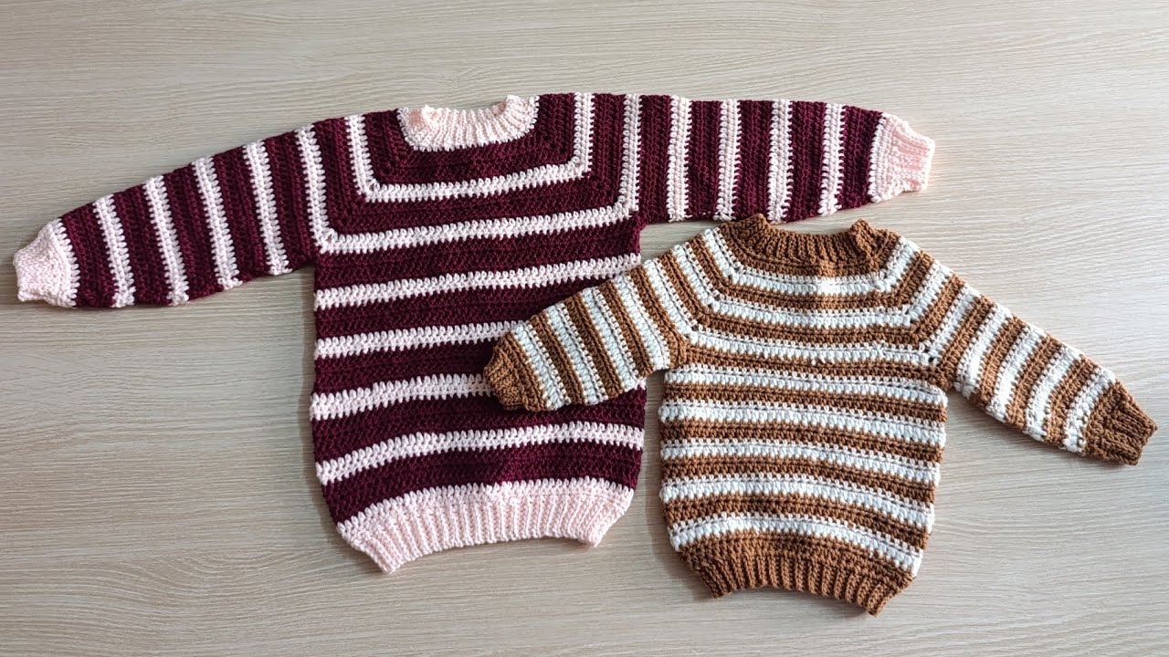 How To  Crochet The Perfect Striped Sweater 🧶 | Full Raglan Tutorial (All Sizes)