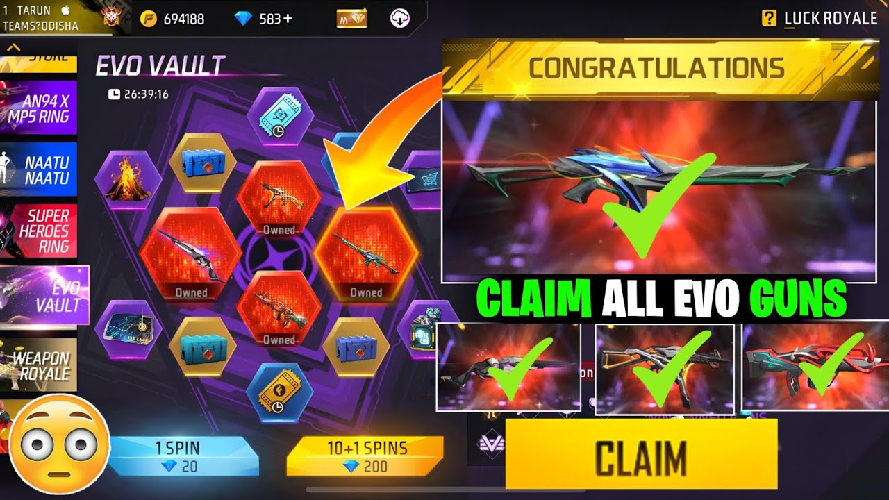 New Evo Vault Event Spin Kitna Diamond Lagega ?? Free fire New Vault Event #freefire