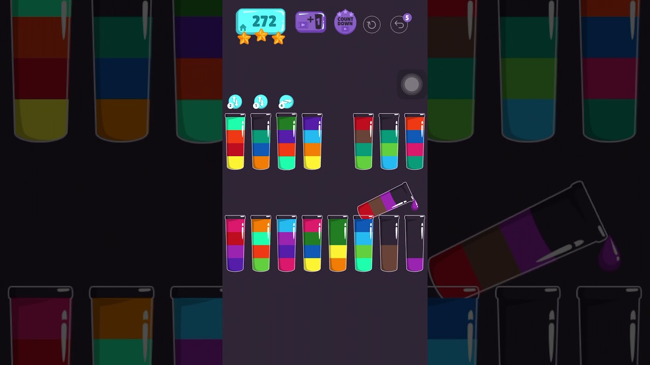 Cups - water sort puzzle | level 272 | ⭐️⭐️⭐️