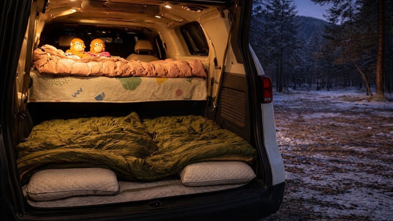 Quiet Night Car Camping with My Family (-9°C) | Camping ASMR