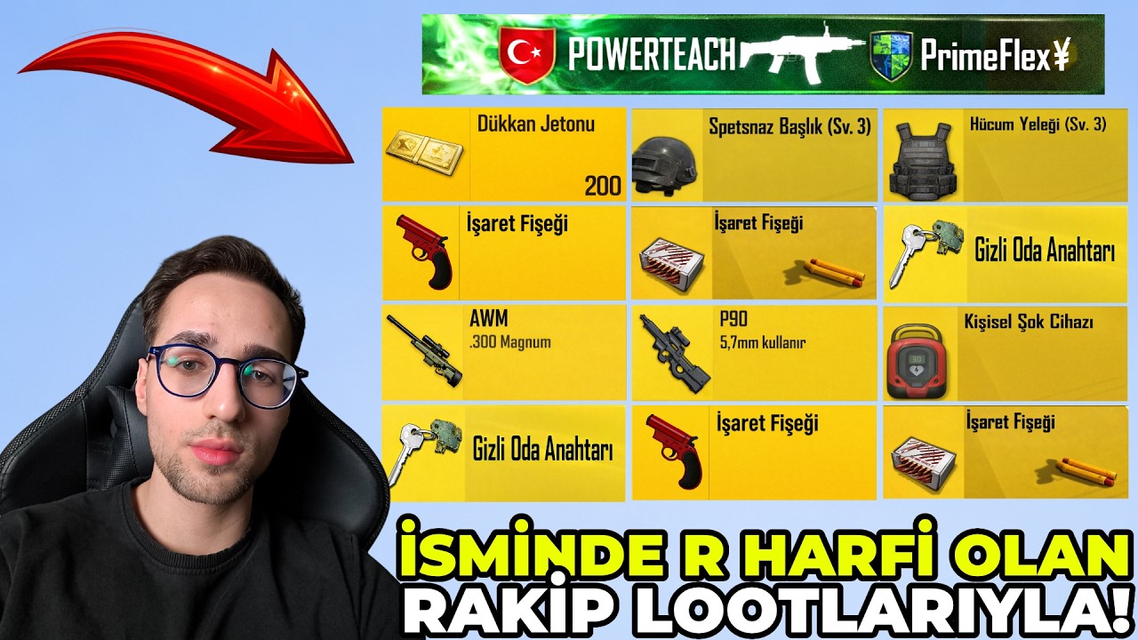 İSMİNDE R HARFİ OLAN RAKİPLERİN LOOTLARIYLA WIN ALMAK ! PUBG MOBILE