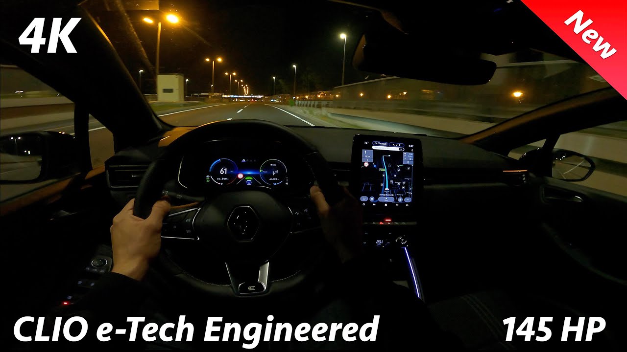Renault Clio 2023 - Ночной обзор от первого лица в 4K (E-Tech 145 л.с. Hybrid), расход
