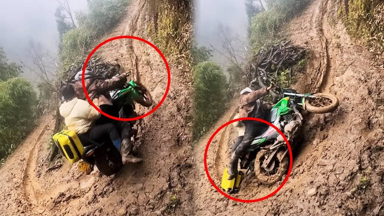 I Fell Down While Riding A Motorcycle On A Muddy Mountain Road To Send A Beautiful