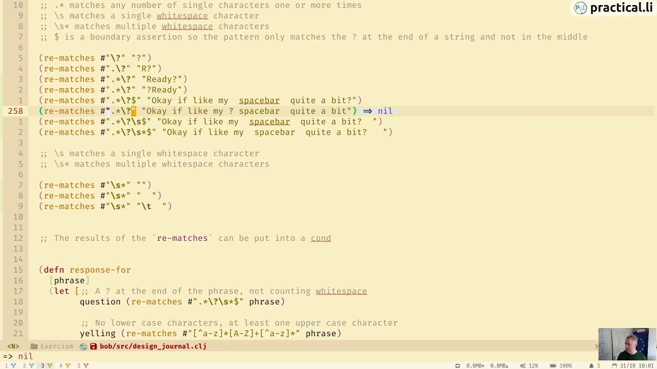 089 - Code challenges - Regular Expressions to solve Bob challenge on Exercism.io