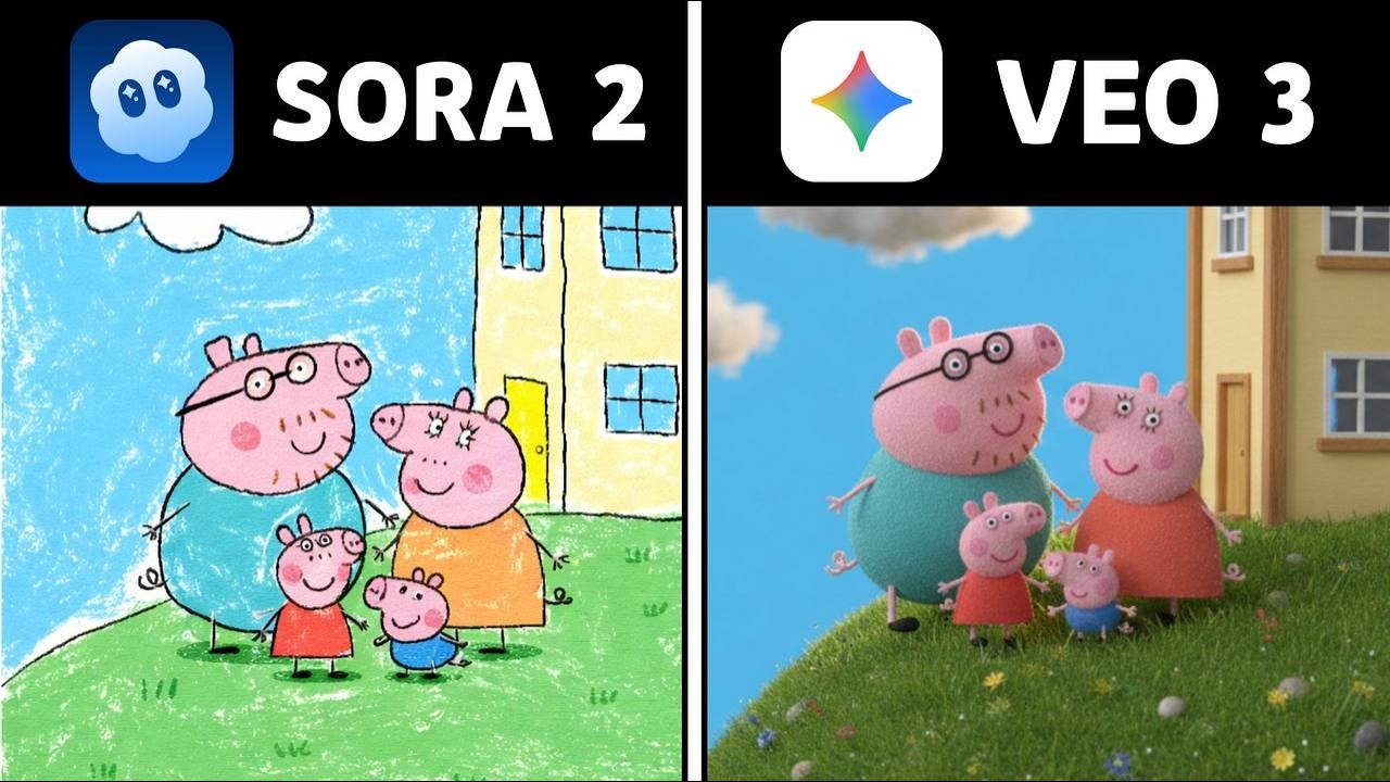 Sora 2 vs Gemini Veo3 Remake iconic Scenes From Peppa Pig!