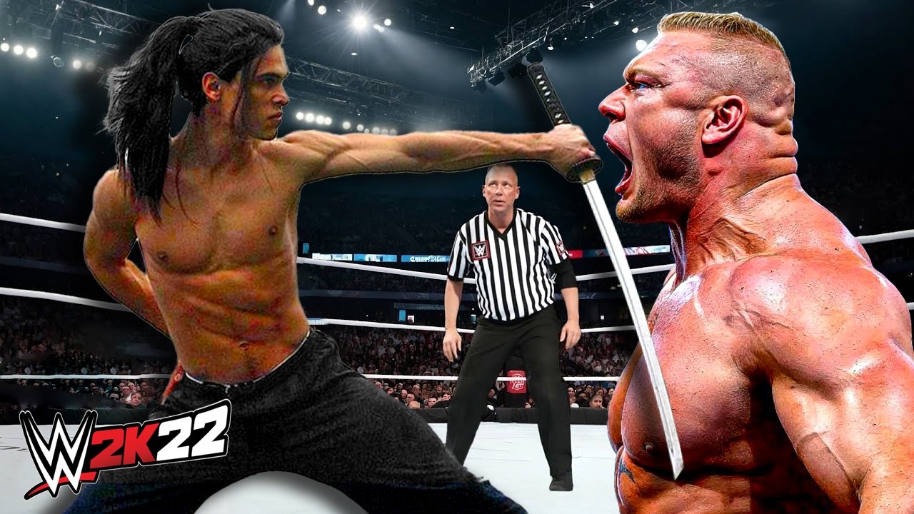 Реванш между Одиноким Самураем и Броком Леснаром (WWE 2K22)