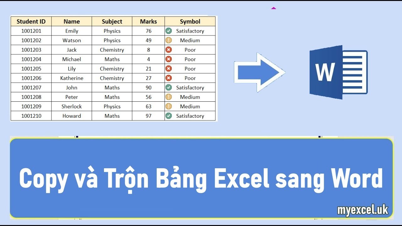 Trộn bảng excel sang word tự động #myexcel