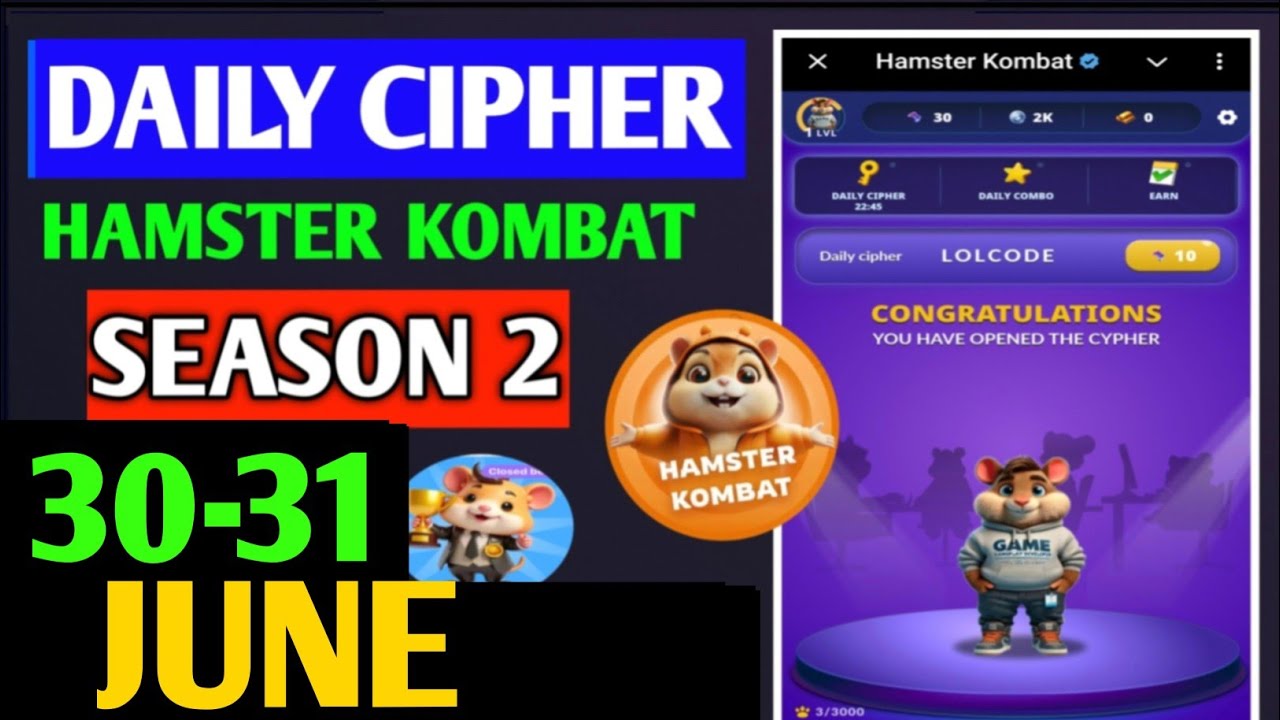 Hamster Kombat Game Dev Daily Cipher 30 June | Hamster Kombat Daily Cipher Code | Daily Combo
