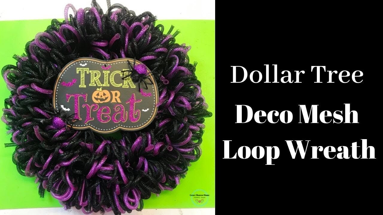 Dollar Tree Halloween Wreath -  Deco Mesh Tubing Loop Wreath