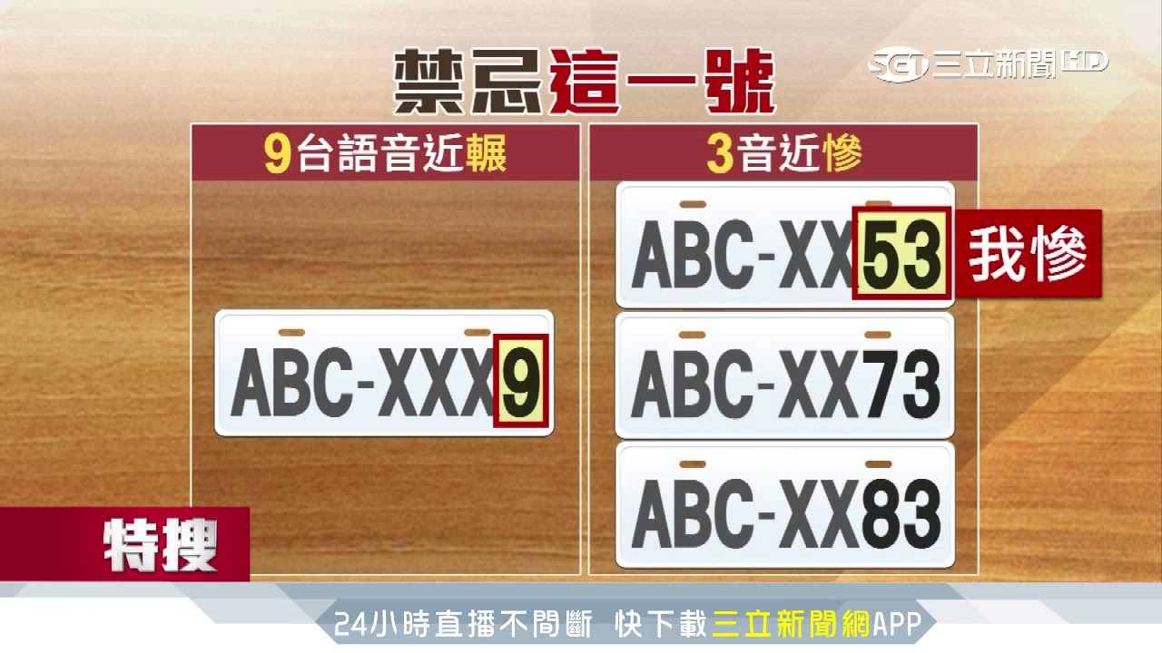 選車牌禁忌數字　3音似慘、9台語音似「輾」｜三立新聞台