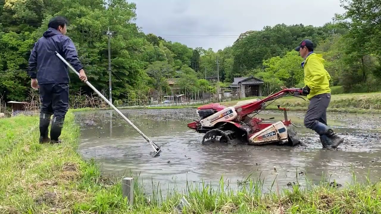 【海上の森　23巻】2022年初夏　かご車輪を耕運機につけて代かきにチャレンジしてみたよ　※ノーカット映像　退屈な動画です。