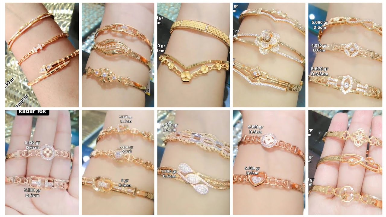 50 MODEL PERHIASAN GELANG EMAS BANGLE 16K TERBARU 2025/ LATEST GOLD BRACELET DESIGN FOR WOMEN
