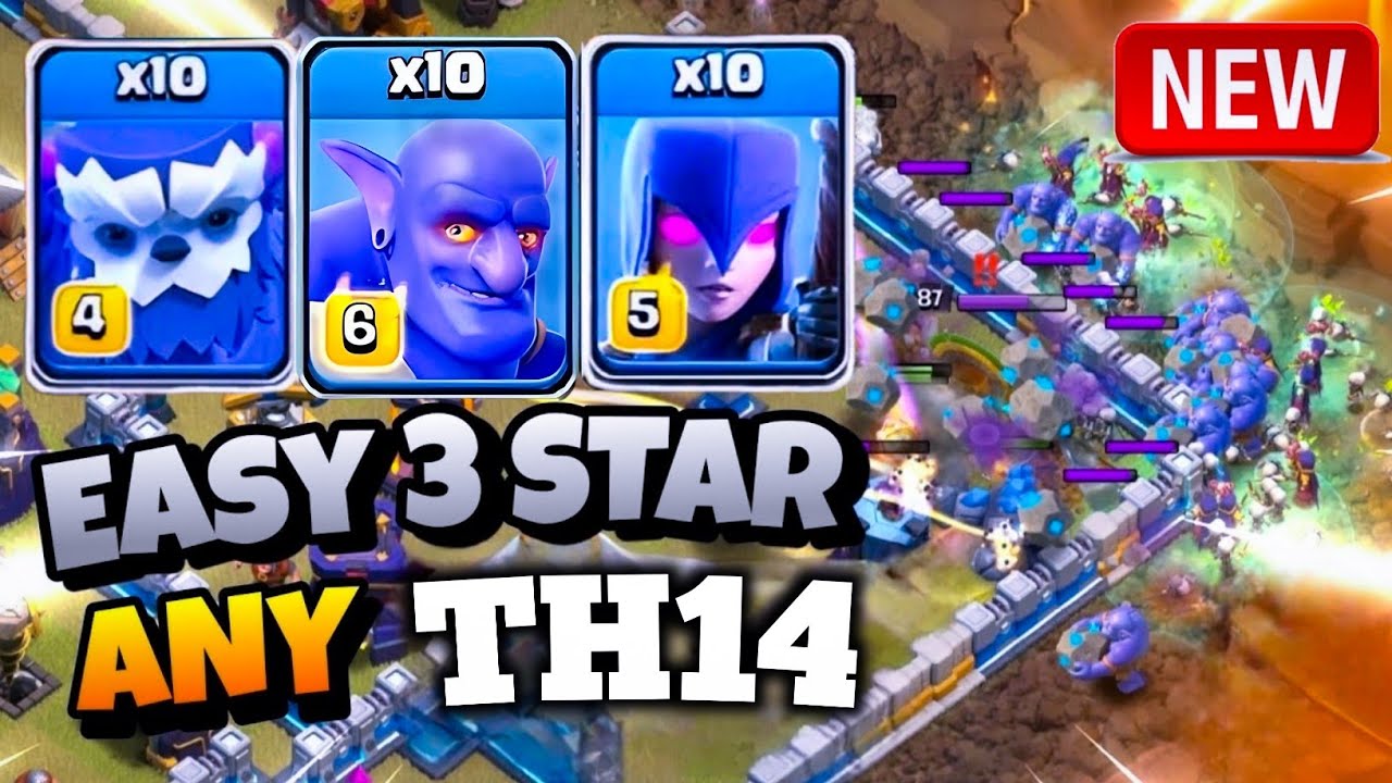 Th14 Golem Bowler Witch Attack With 6 Bat Spell | Best Th14 Attack Strategy in Clash of Clans