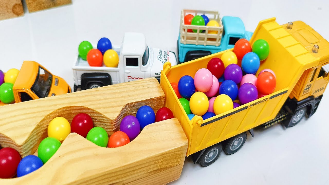 Marble Run ASMR Race ☆ HABA Slope & Dump Truck Excavator Ambulance Forklift Garbage Truck Tractors