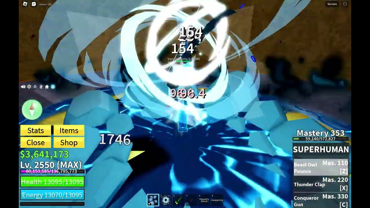 ONE SHOT COMBO(Superhuman,portal,dragon trident)