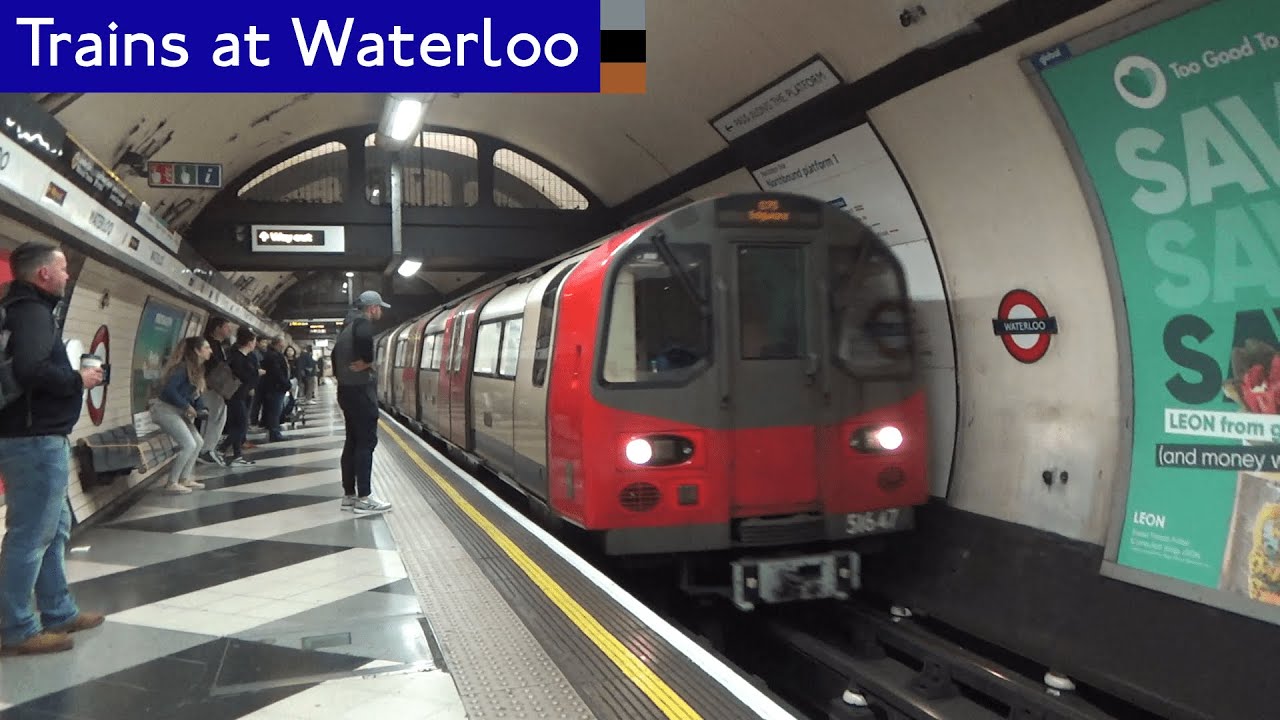 London Underground: Northern, Bakerloo and Jubilee line trains at Waterloo