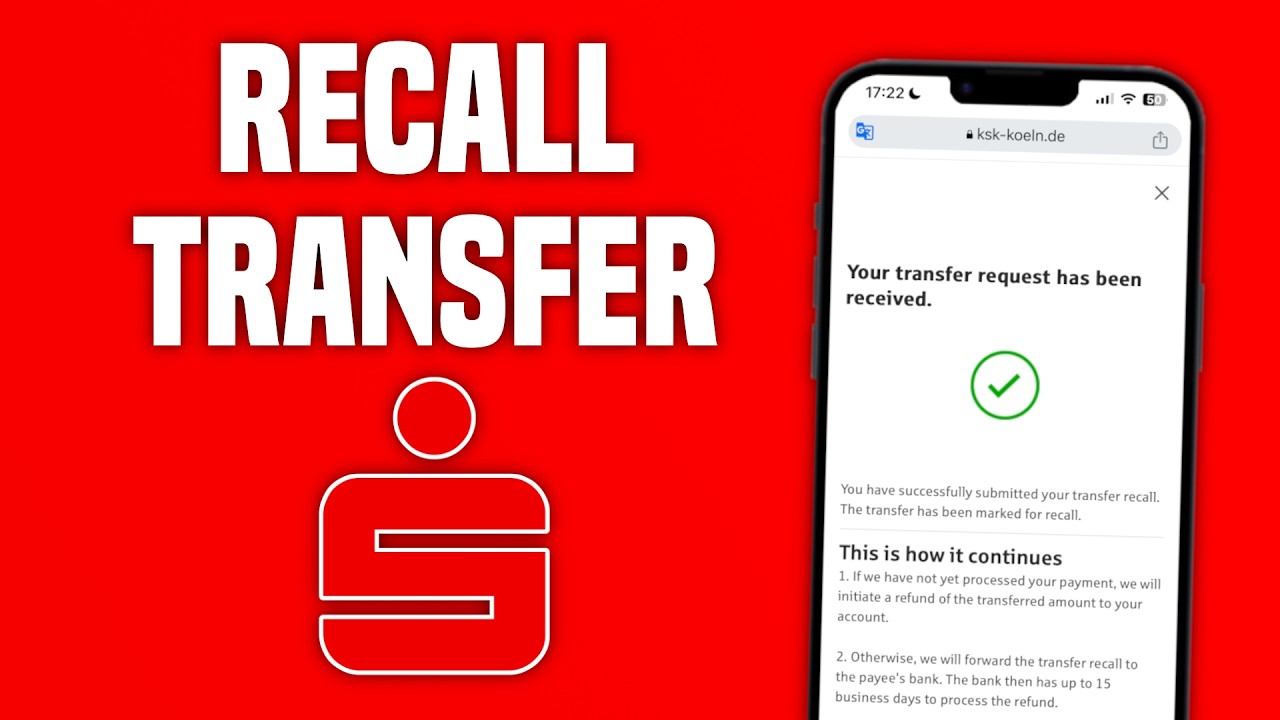 Как отозвать перевод со сберегательной карты Sparkasse на английском языке | Получить деньги обра...