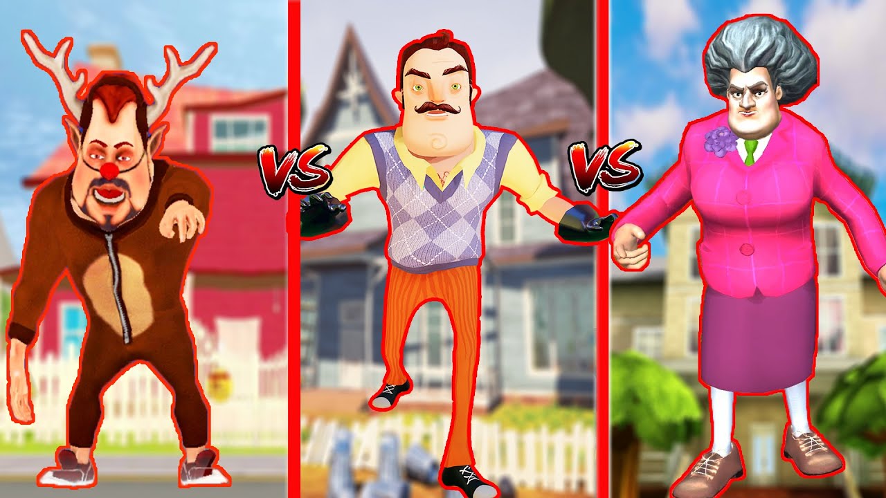 EN KÖTÜ KİM ? SÜPER KAPIŞMA 😲 Hello Neighbor vs Dark Riddle vs Scary Teacher 2